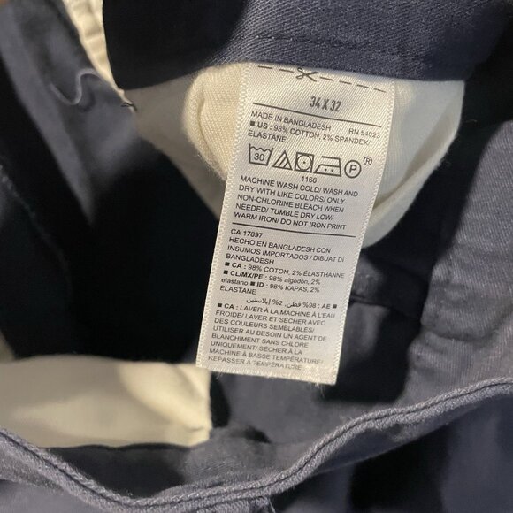 Old Navy Pants Men's 34x32 Ultra Slim Navy Blue Chino Flat Front Casual Straight - Picture 3 of 7
